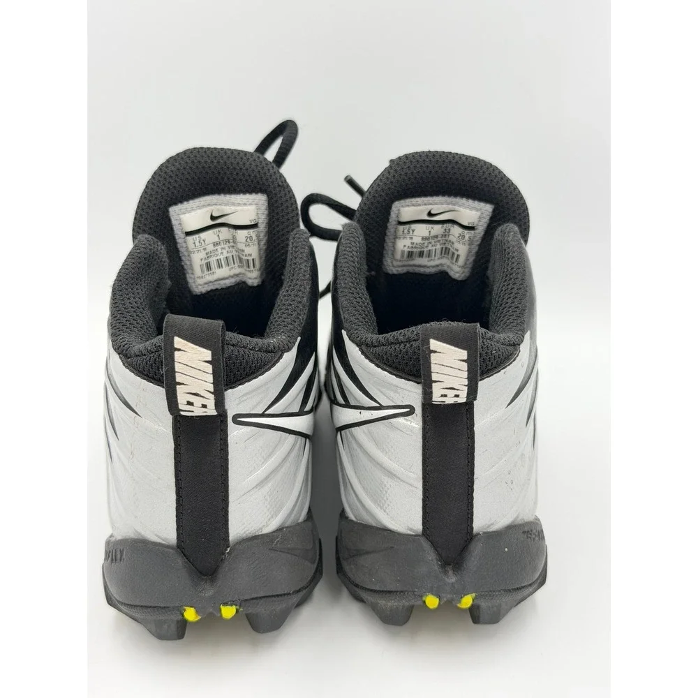 Nike Alpha Menace Shark Football Cleats Kids 1.5Y Black Silver Athletic Shoes